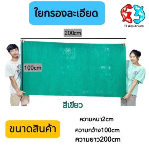 ใยกรองละเอียดสีฟ้า สีเขียว ขนาด 2X1 เมตร หนา 2 ซม.