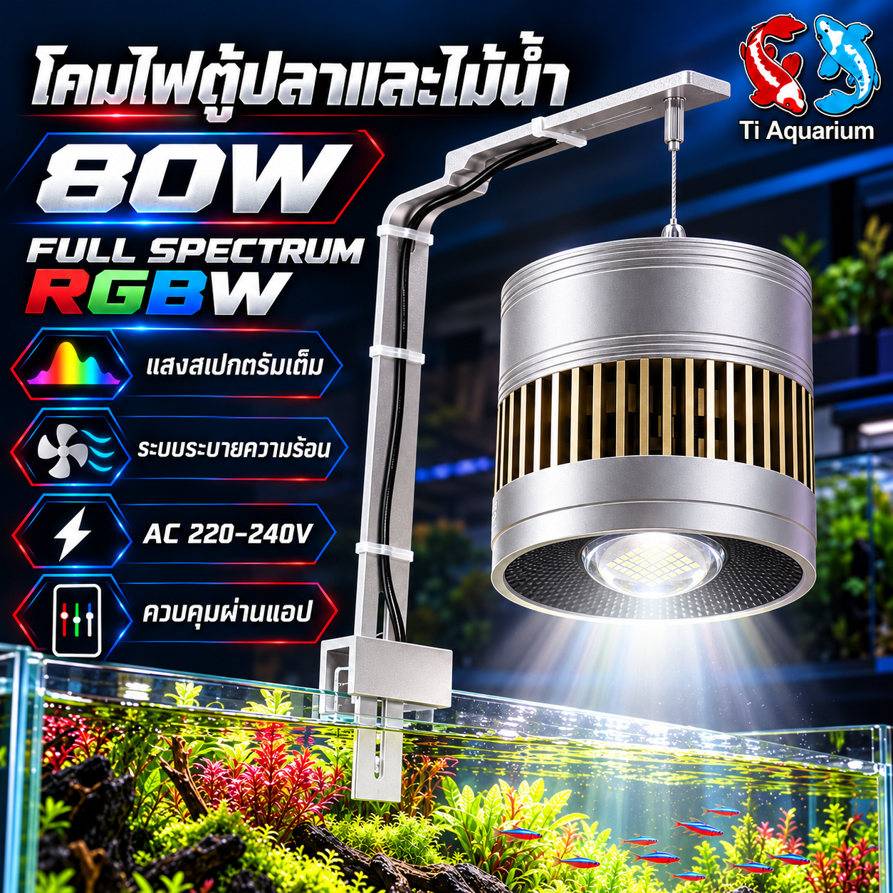 โคมไฟตู้ปลา 80w สเปกตรัมเต็ม โคมไฟตู้ปลา 80w สเปกตรัมเต็ม